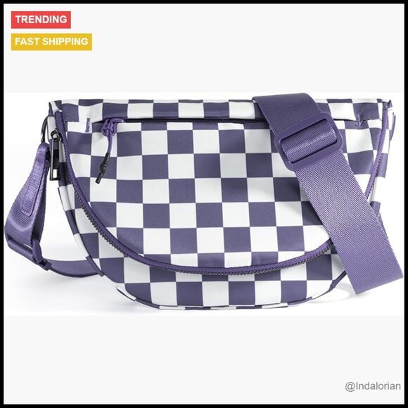 Handbags - Checkered Crossbody Bag Adjustable Strap Multiple Compartments Y2K Retro Chic